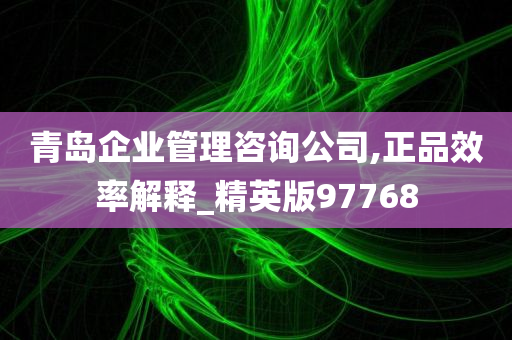 青岛企业管理咨询公司,正品效率解释_精英版97768