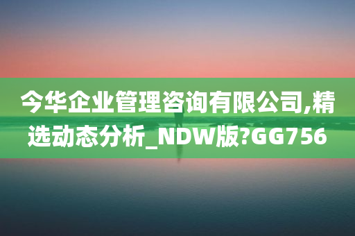 今华企业管理咨询有限公司,精选动态分析_NDW版?GG756