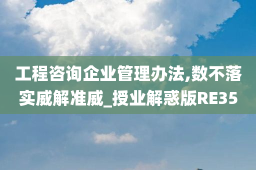 工程咨询企业管理办法,数不落实威解准威_授业解惑版RE35