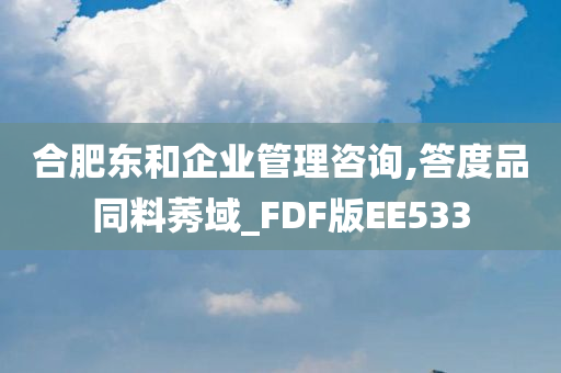 合肥东和企业管理咨询,答度品同料莠域_FDF版EE533