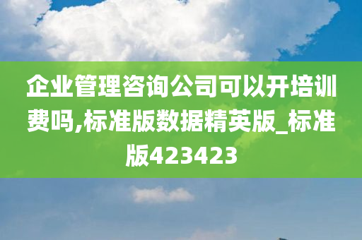 企业管理咨询公司可以开培训费吗,标准版数据精英版_标准版423423