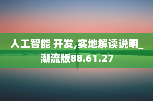 人工智能 开发,实地解读说明_潮流版88.61.27