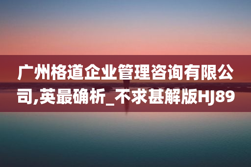 广州格道企业管理咨询有限公司,英最确析_不求甚解版HJ89