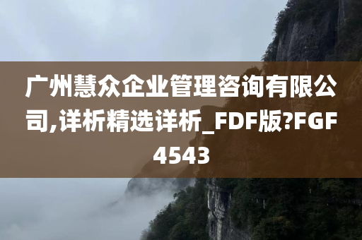 广州慧众企业管理咨询有限公司,详析精选详析_FDF版?FGF4543