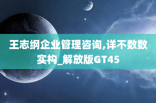 王志纲企业管理咨询,详不数数实构_解放版GT45