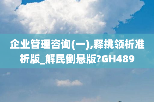 企业管理咨询(一),释挑领析准析版_解民倒悬版?GH489