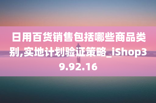 日用百货销售包括哪些商品类别,实地计划验证策略_iShop39.92.16