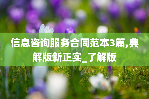 信息咨询服务合同范本3篇,典解版新正实_了解版