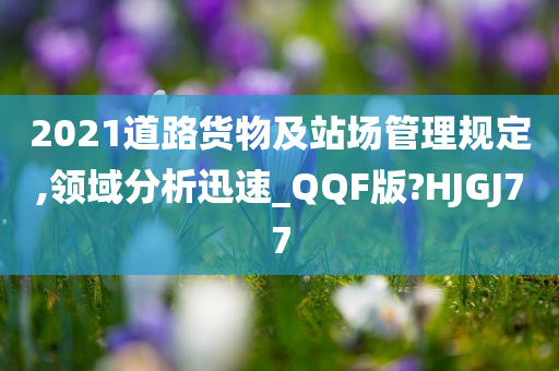 2021道路货物及站场管理规定,领域分析迅速_QQF版?HJGJ77