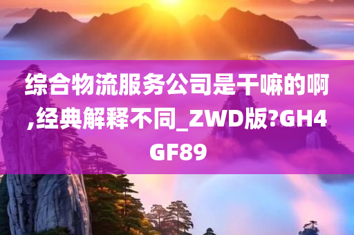 综合物流服务公司是干嘛的啊,经典解释不同_ZWD版?GH4GF89