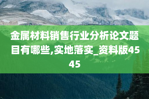 金属材料销售行业分析论文题目有哪些,实地落实_资料版4545