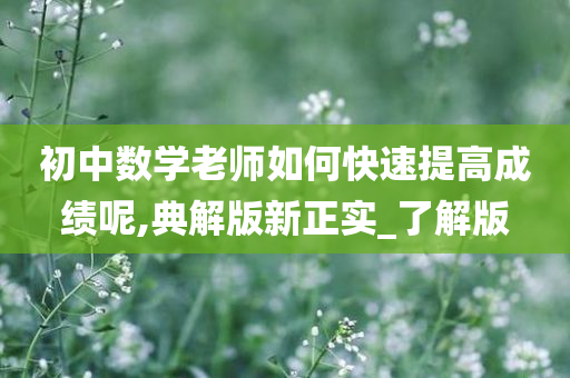 初中数学老师如何快速提高成绩呢,典解版新正实_了解版