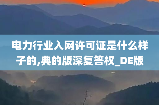 电力行业入网许可证是什么样子的,典的版深复答权_DE版