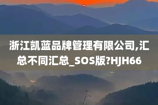 浙江凯蓝品牌管理有限公司,汇总不同汇总_SOS版?HJH66