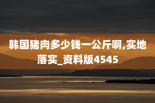 韩国猪肉多少钱一公斤啊,实地落实_资料版4545