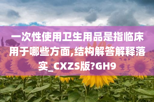 一次性使用卫生用品是指临床用于哪些方面,结构解答解释落实_CXZS版?GH9