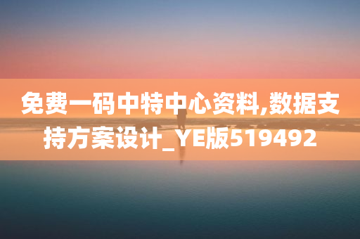 免费一码中特中心资料,数据支持方案设计_YE版519492