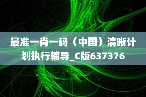 最准一肖一码（中国）清晰计划执行辅导_C版637376