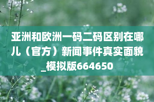 亚洲和欧洲一码二码区别在哪儿（官方）新闻事件真实面貌_模拟版664650