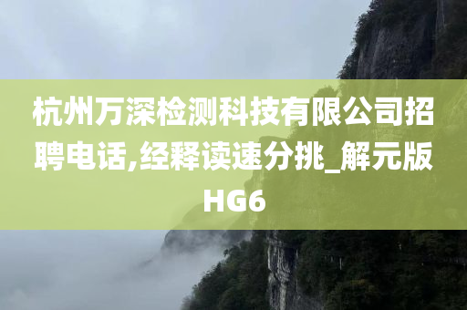 杭州万深检测科技有限公司招聘电话,经释读速分挑_解元版HG6