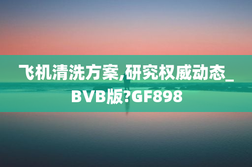 飞机清洗方案,研究权威动态_BVB版?GF898