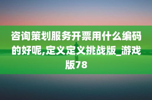 咨询策划服务开票用什么编码的好呢,定义定义挑战版_游戏版78