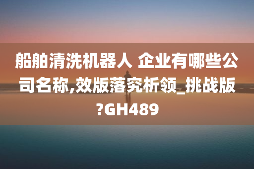 船舶清洗机器人 企业有哪些公司名称,效版落究析领_挑战版?GH489