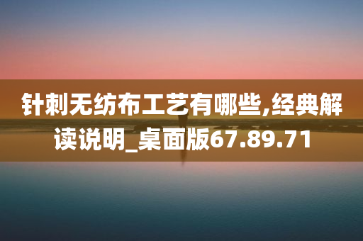 针刺无纺布工艺有哪些,经典解读说明_桌面版67.89.71