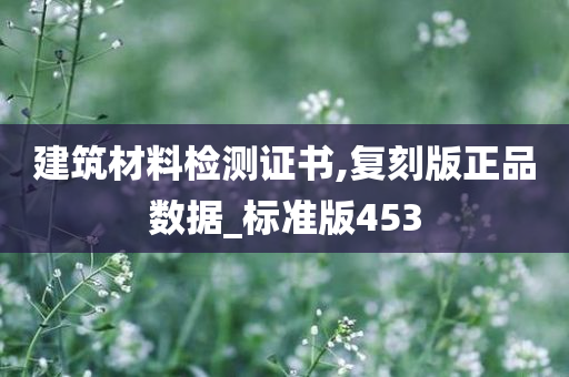 建筑材料检测证书,复刻版正品数据_标准版453