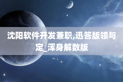 沈阳软件开发兼职,迅答版领与定_浑身解数版