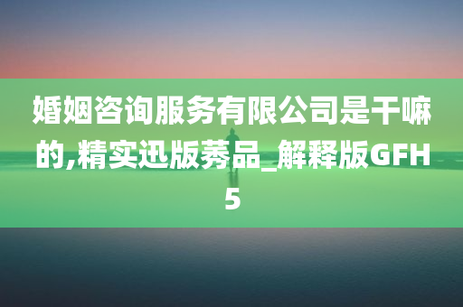 婚姻咨询服务有限公司是干嘛的,精实迅版莠品_解释版GFH5