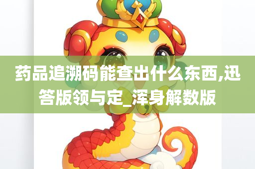 药品追溯码能查出什么东西,迅答版领与定_浑身解数版