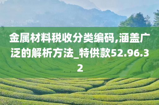 金属材料税收分类编码,涵盖广泛的解析方法_特供款52.96.32