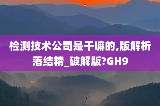 检测技术公司是干嘛的,版解析落结精_破解版?GH9