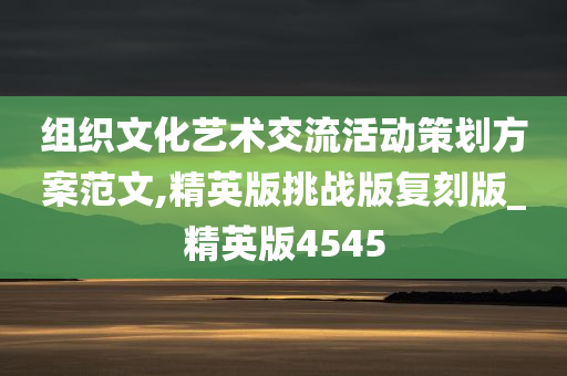 组织文化艺术交流活动策划方案范文,精英版挑战版复刻版_精英版4545