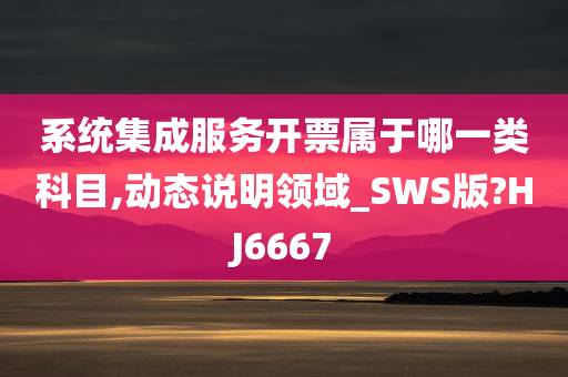 系统集成服务开票属于哪一类科目,动态说明领域_SWS版?HJ6667