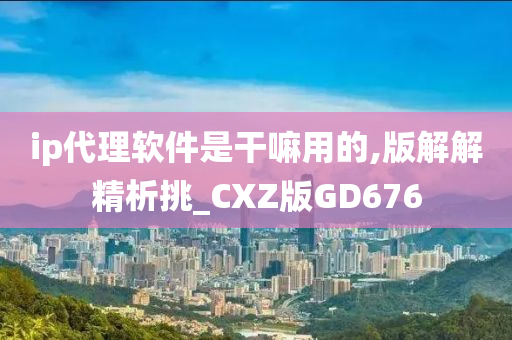 ip代理软件是干嘛用的,版解解精析挑_CXZ版GD676