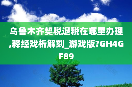 乌鲁木齐契税退税在哪里办理,释经戏析解刻_游戏版?GH4GF89