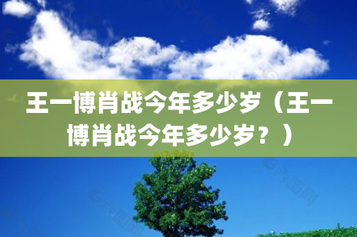 王一博肖战今年多少岁（王一博肖战今年多少岁？）