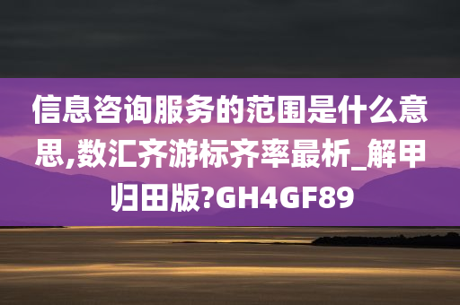 信息咨询服务的范围是什么意思,数汇齐游标齐率最析_解甲归田版?GH4GF89