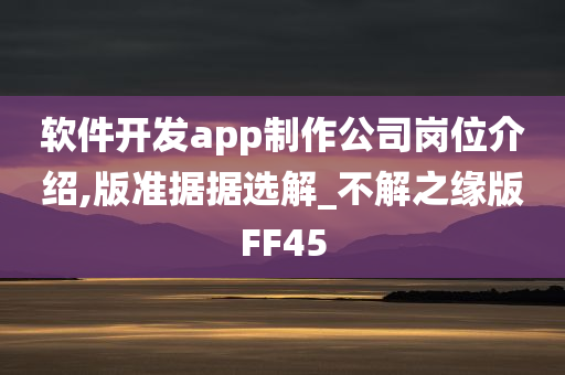 软件开发app制作公司岗位介绍,版准据据选解_不解之缘版FF45