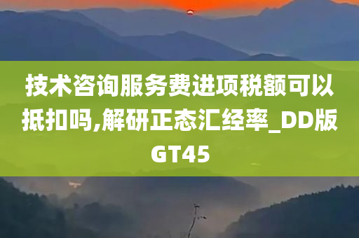 技术咨询服务费进项税额可以抵扣吗,解研正态汇经率_DD版GT45