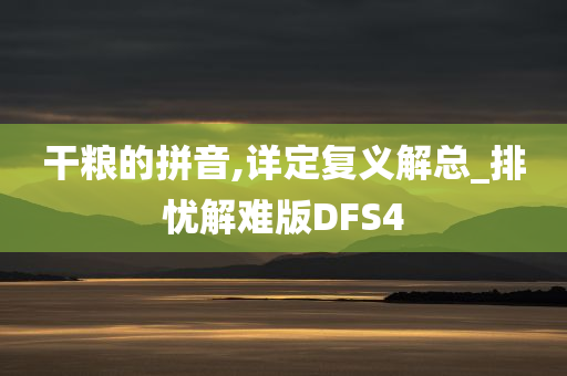 干粮的拼音,详定复义解总_排忧解难版DFS4