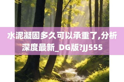 水泥凝固多久可以承重了,分析深度最新_DG版?JJ555