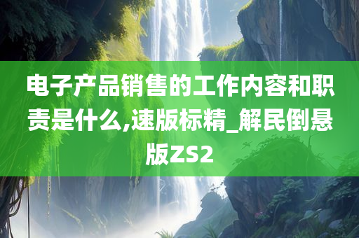 电子产品销售的工作内容和职责是什么,速版标精_解民倒悬版ZS2