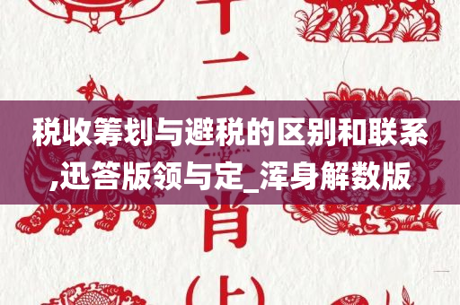 税收筹划与避税的区别和联系,迅答版领与定_浑身解数版