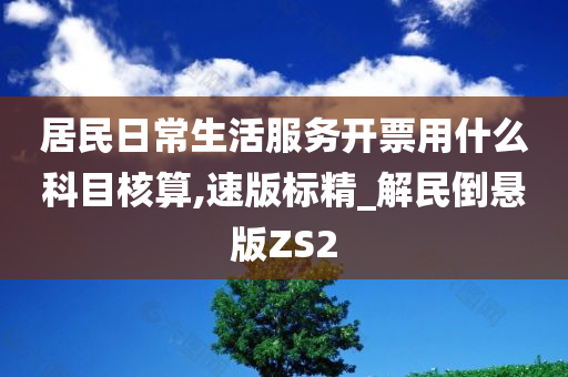 居民日常生活服务开票用什么科目核算,速版标精_解民倒悬版ZS2