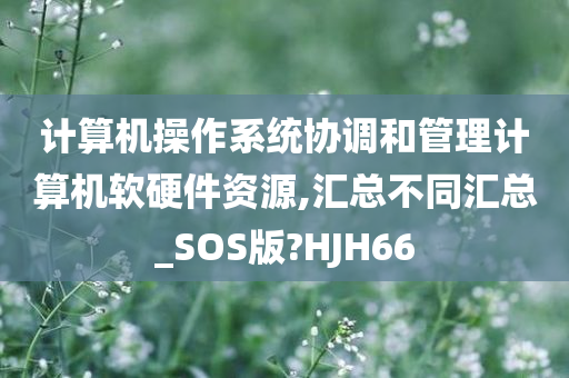 计算机操作系统协调和管理计算机软硬件资源,汇总不同汇总_SOS版?HJH66