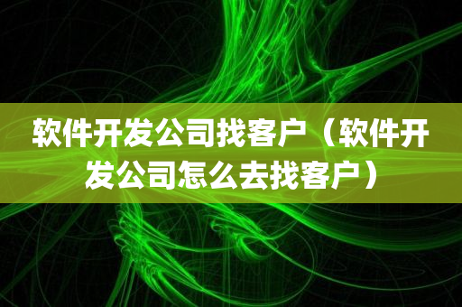 软件开发公司找客户（软件开发公司怎么去找客户）