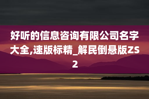 好听的信息咨询有限公司名字大全,速版标精_解民倒悬版ZS2